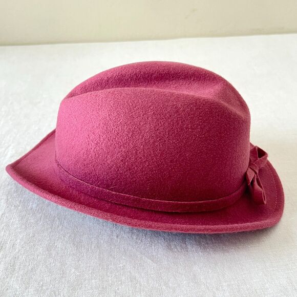 Vintage 80s Sonni San Francisco Raspberry Cloche Hat 100% Doeskin Felt Wool (OS) main image 13